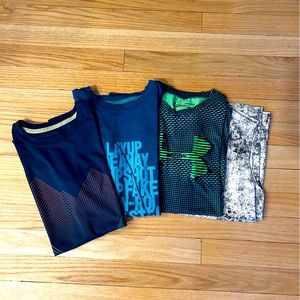 4-pack of boys tees in size Large. Under Armour, All-In-Motion (2) & Old Navy.
